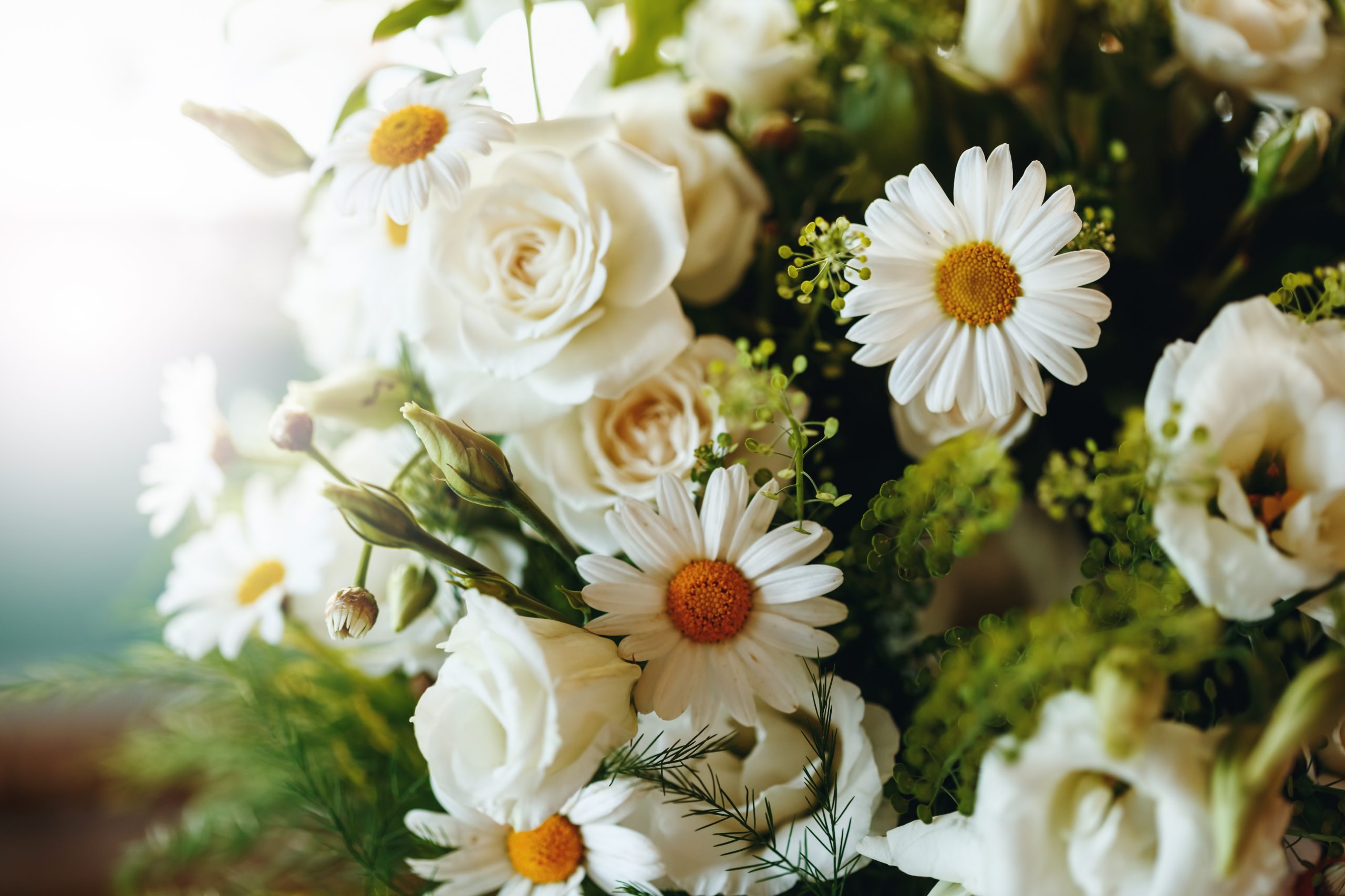 อาลัยรักด้วยพวงหรีดดอกไม้สีขาว